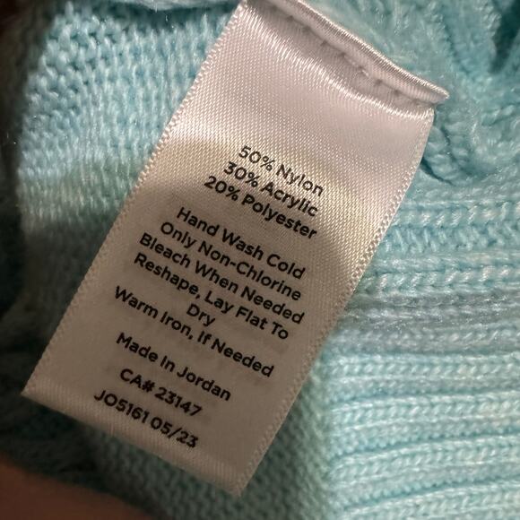 Talbots Mock Neck Cable Knit Sweater Preppy Classic Blue Size Small - Picture 6 of 6